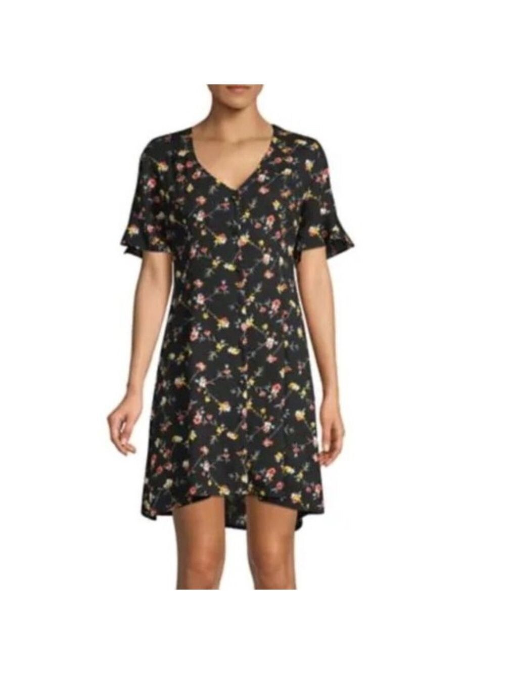 Design Lab Floral-Print Button Front Dress